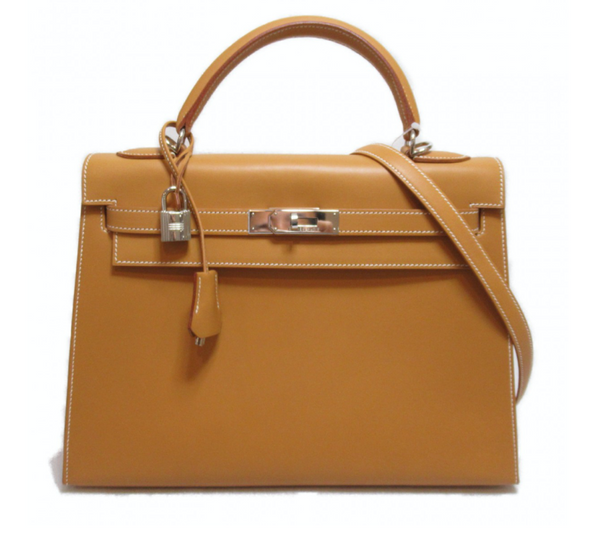Bolso Hermés Kelly Epsom Sellier dorado de 32 cm con bandolera, candado, llaves, clochette, bolsa guardapolvo y caja