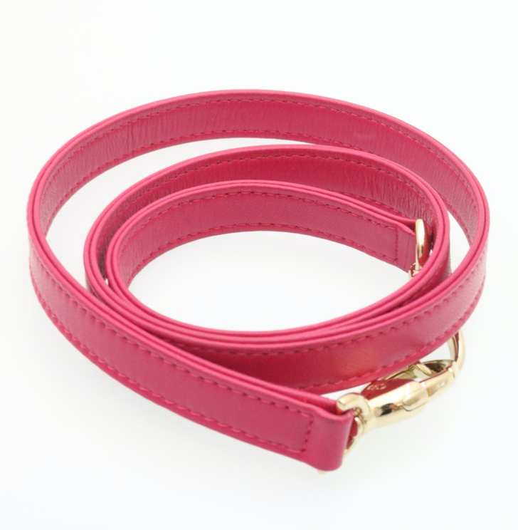 Lady Dior mini handbag in fuchsia lambskin leather with a long strap