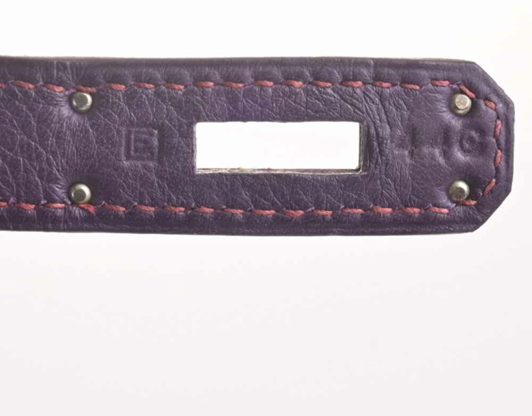 Bolso de mano Hermes Kelly 32 violeta Clemence de piel con estuche y accesorios