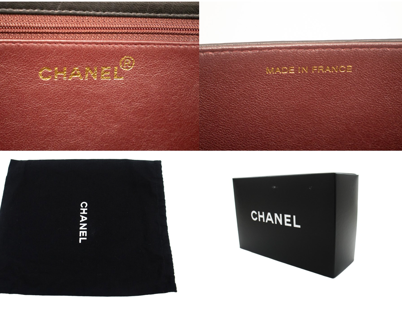 Bolsa de hombro con la cadena de aleta completa de Chanel vintage en el juego completo: con la caja, la bolsa de polvo y la tarjeta de autenticidad