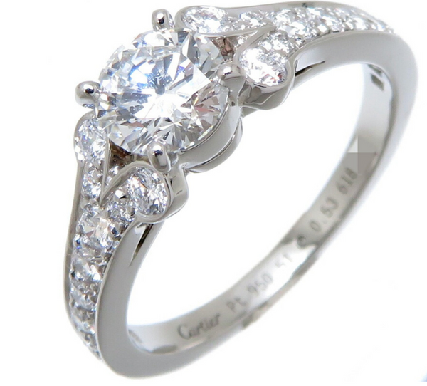 Cartier Platinum engagement ring from the Ballerine collection with a round brilliant cut diamond of 0.53 ct