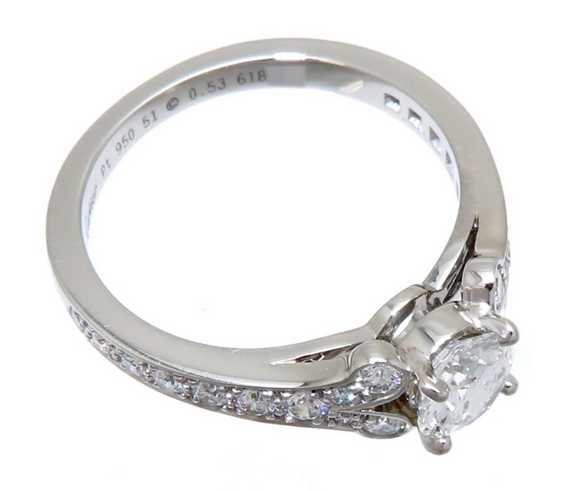 Cartier Platinum engagement ring from the Ballerine collection with a round brilliant cut diamond of 0.53 ct