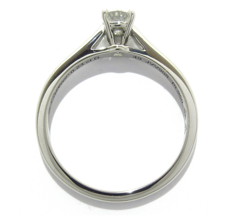 Cartier Platinum solitaire diamond ring set with one 0.23ct VVS2 round princess cut diamond