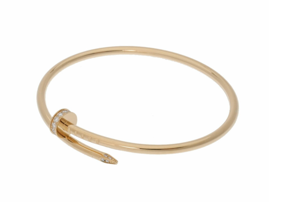 Conjunto completo de pulsera amarilla Cartier Juste un Clou de 18 quilates con 0,58 quilates de diamantes