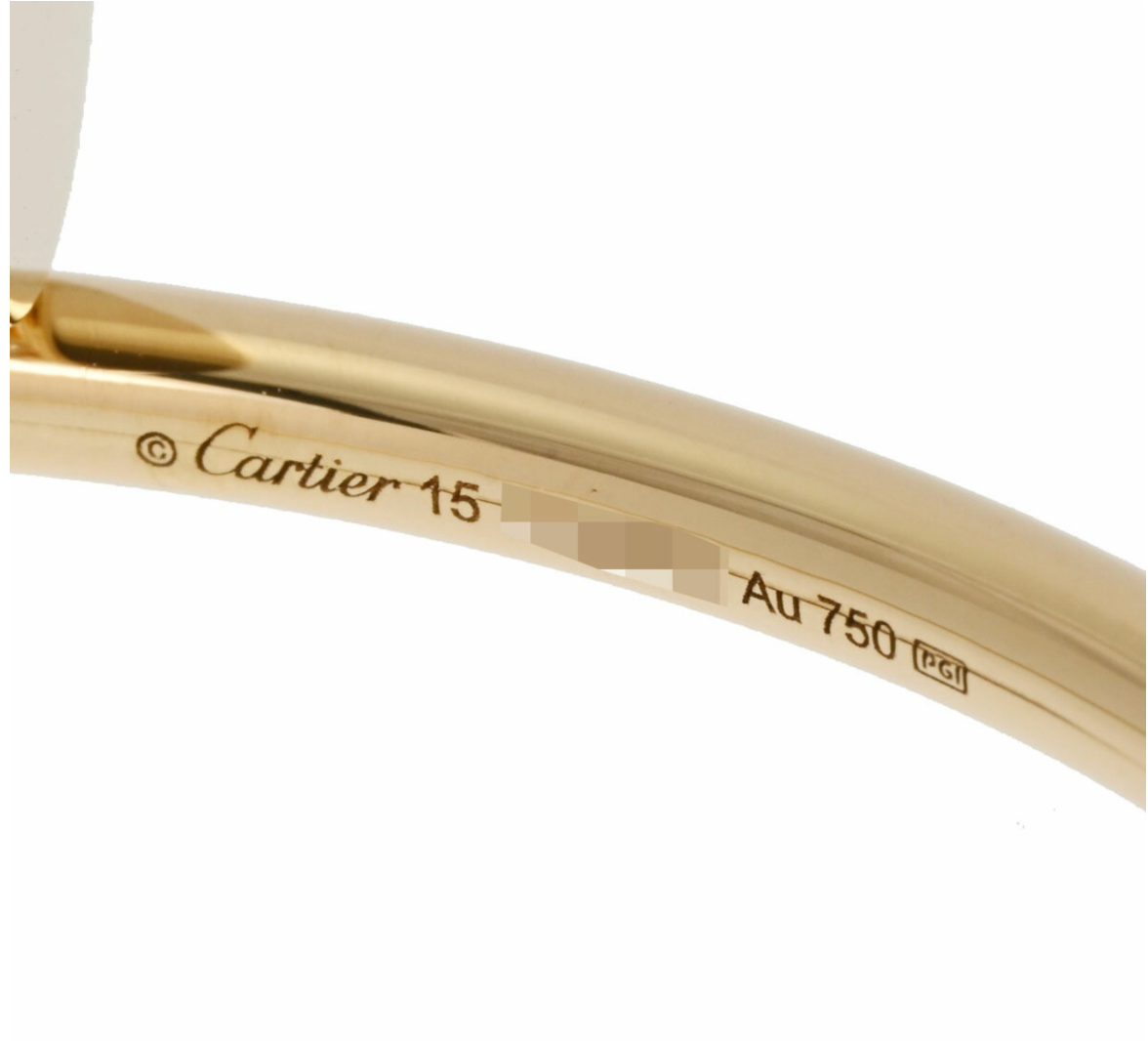 Conjunto completo de pulsera amarilla Cartier Juste un Clou de 18 quilates con 0,58 quilates de diamantes