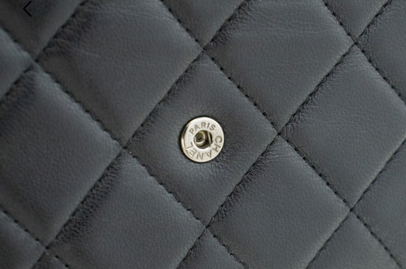 Billetera CC CC Clas Class CC de Lambskin acolchada 2016 de 2016 en cadena con hardware plateado en color negro