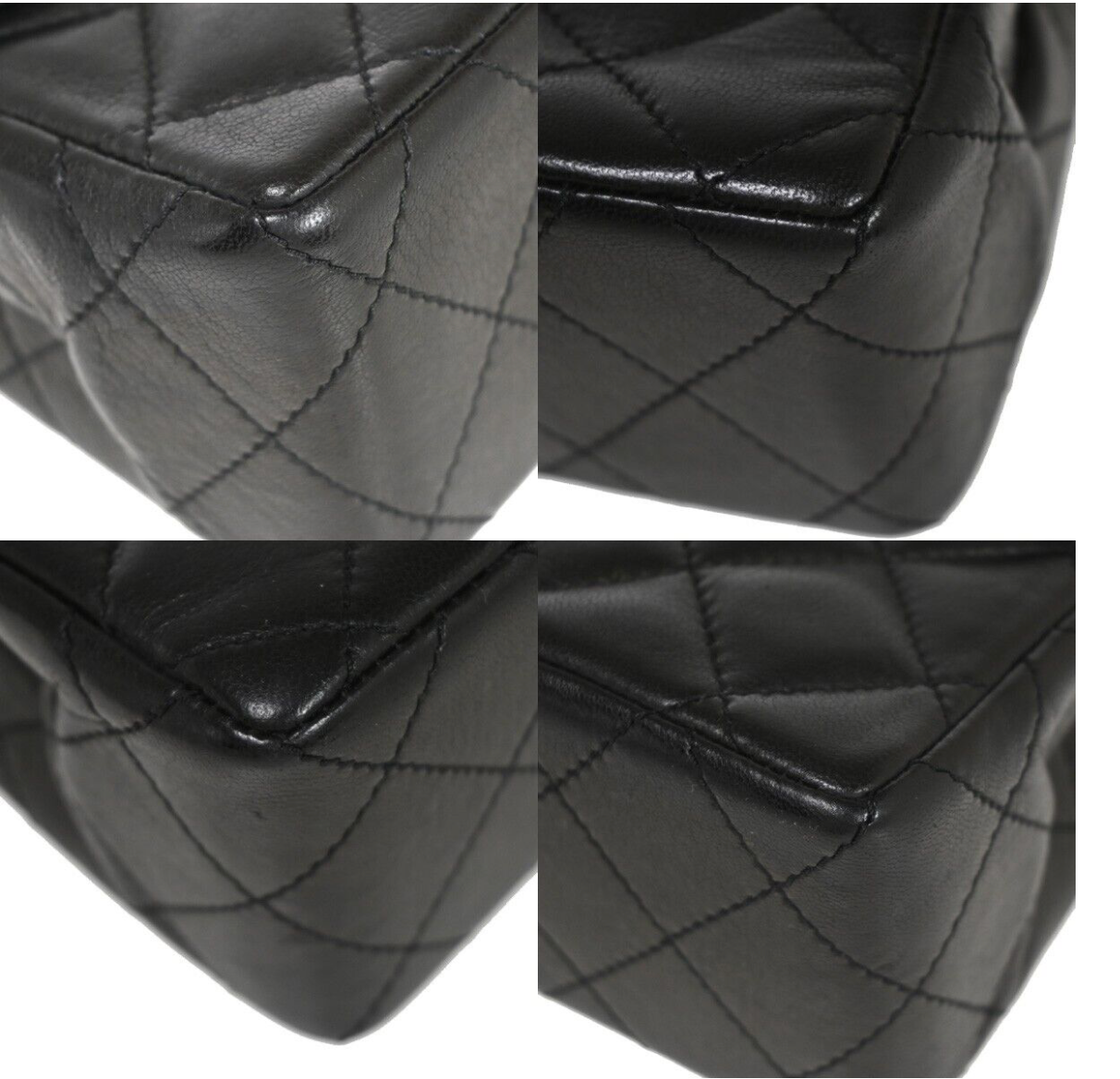 Bolso vintage CHANEL de doble solapa con cierre bicolor en juego completo