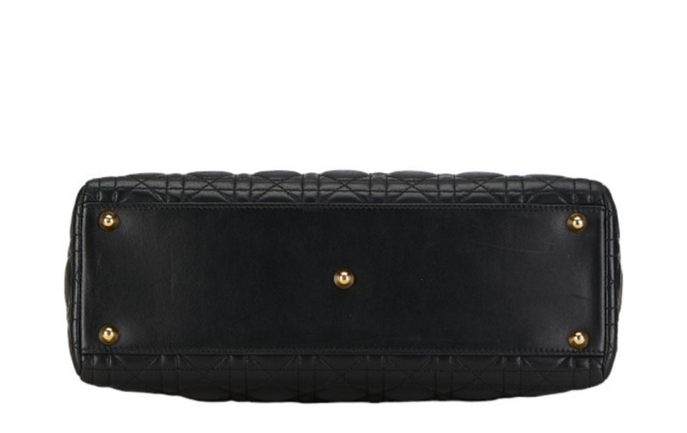 Lady Dior Dior Black Cannage Negro Lambbs de cuero de cuero de piel grande