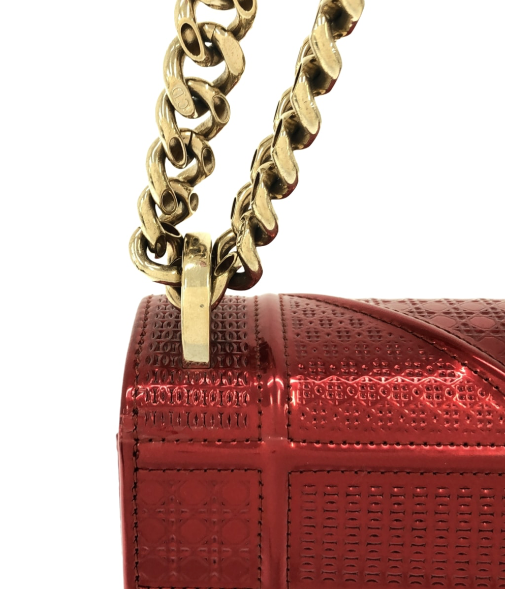 Dior Diorama in vibrant red colour crafted from metallic leather