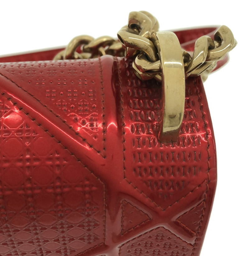 Dior Diorama in vibrant red colour crafted from metallic leather
