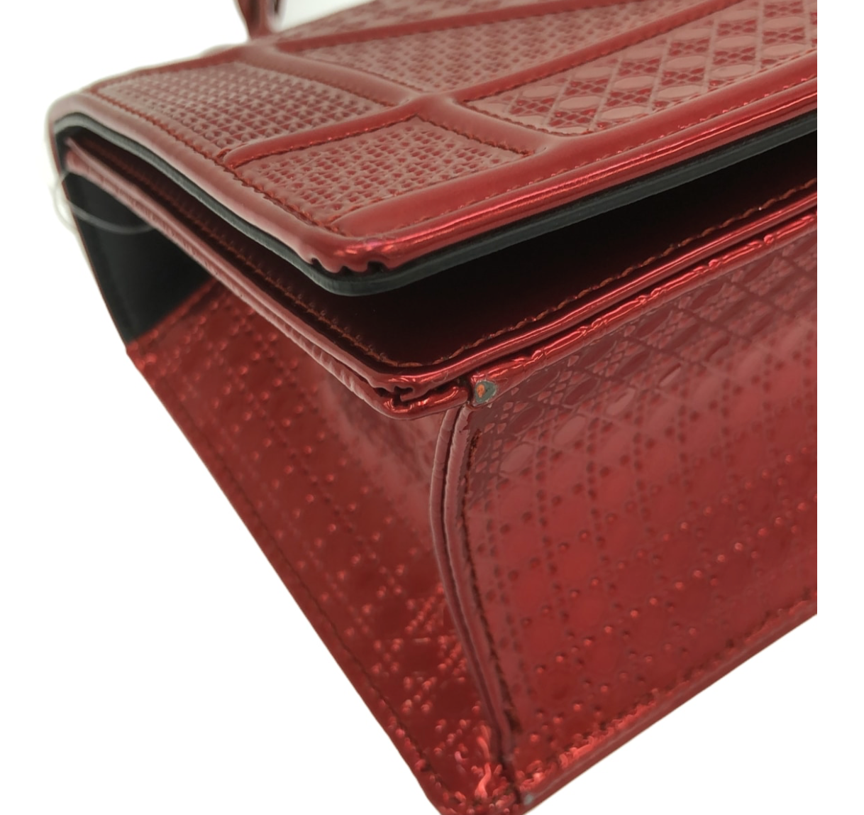 Dior Diorama in vibrant red colour crafted from metallic leather
