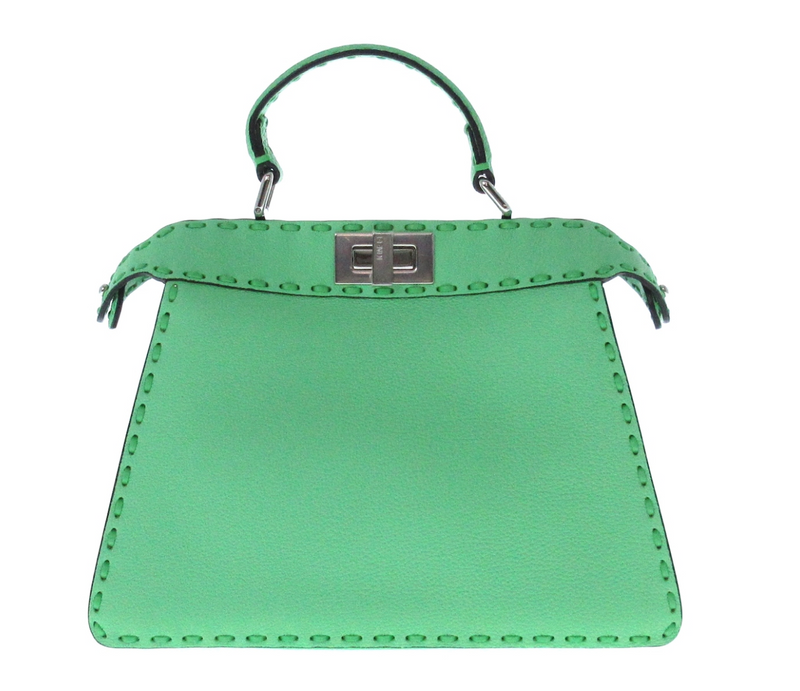 FENDI PEEKABOO SELLERIA in green colour accompanied with a long strap