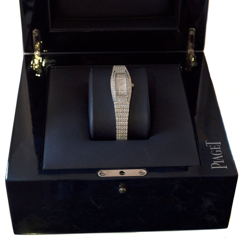 Limited edition Piaget Limelight Tonneau white gold with pave set diamonds