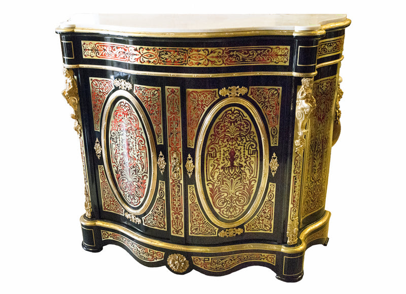 French 19th century Napoleon III, Boulle serpentine fronted credenza