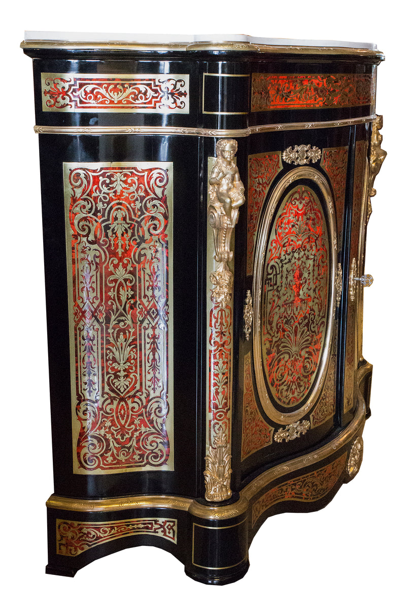 法國 19 世紀拿破崙三世，布爾蛇形正面書櫃
