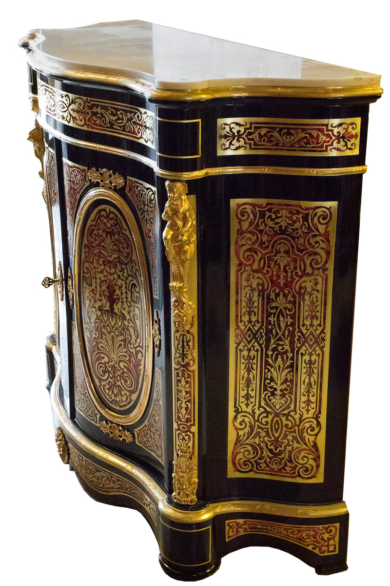 French 19th century Napoleon III, Boulle serpentine fronted credenza