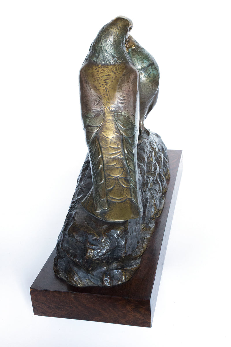 Patinated Pierre-Alexandre Morlon  Bronze sculpture of “Pigeons”