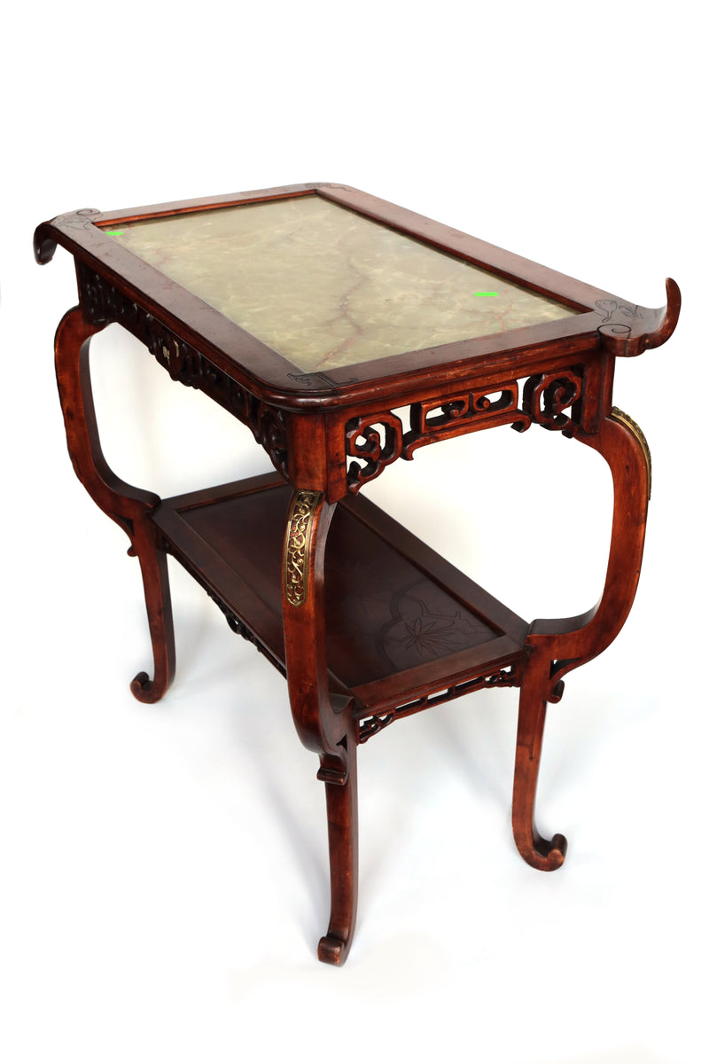 Exquisite hand carved Chinoiserie mahogany centre table attributed to Gabriel Viardot.