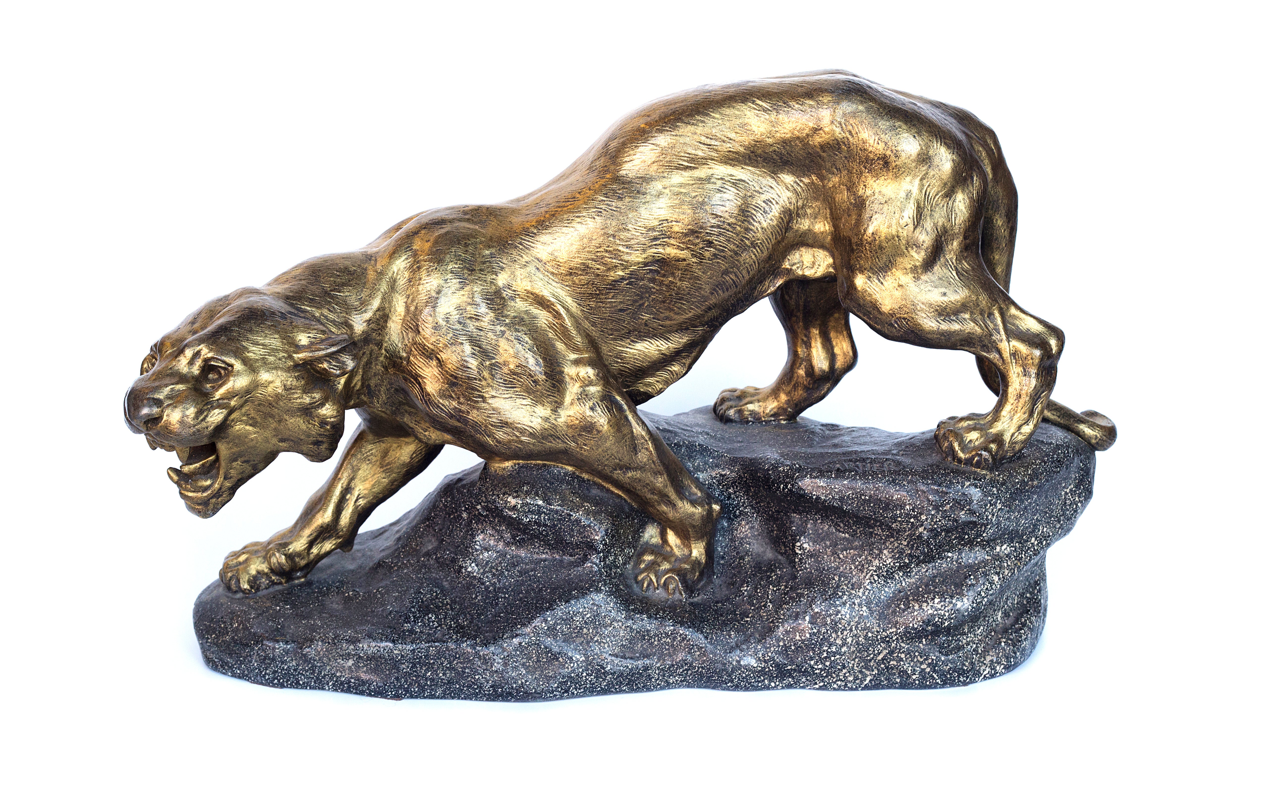 Stunning Cartier 19th century Lioness sculpture on stone base