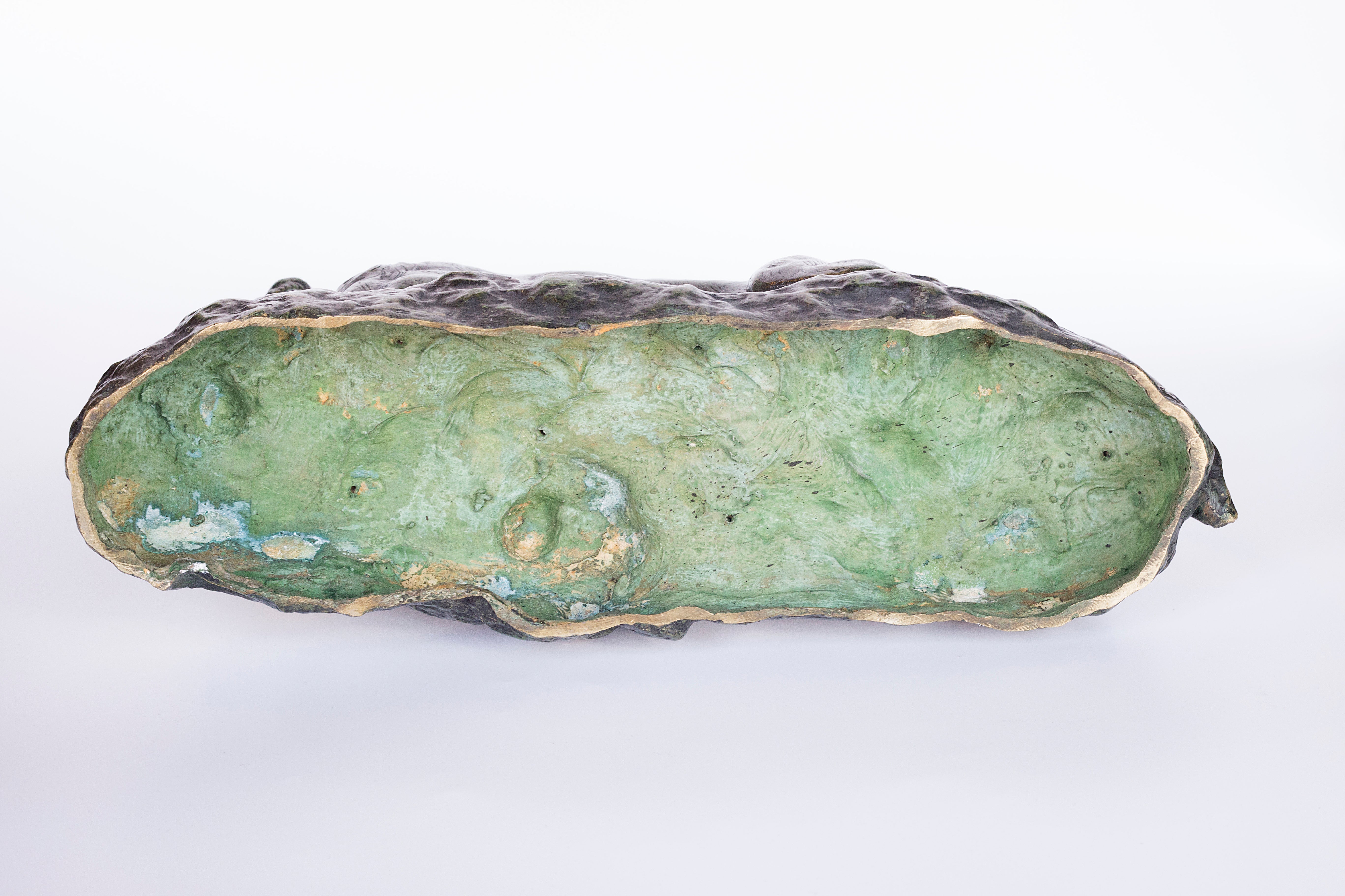 Siglo XIX Bronce con pátina verde Pantera rugiente de Thomas Francois Cartier