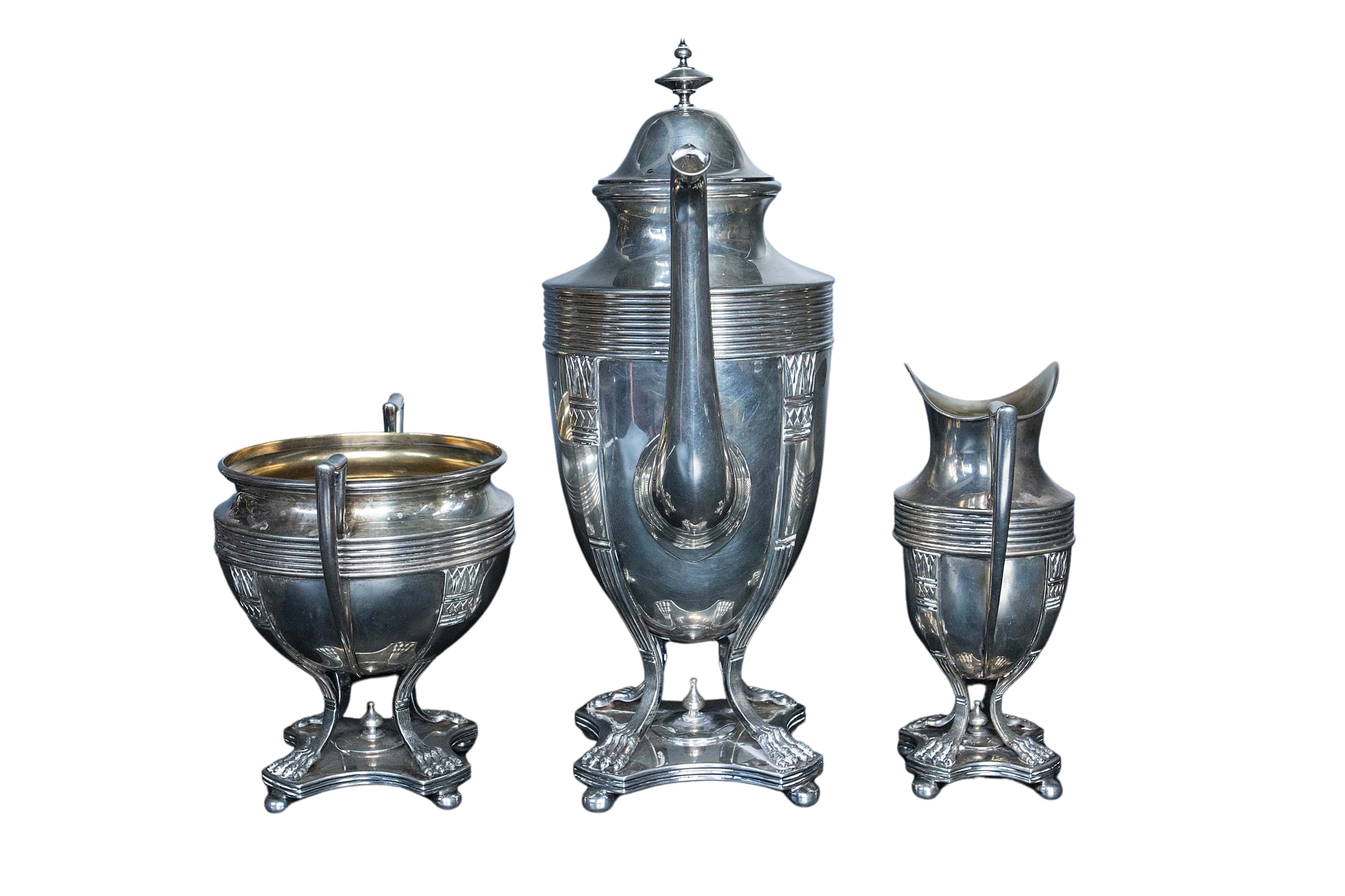 Juego de té de plata antigua 813 Hallmark (Finlandia - Turku)
