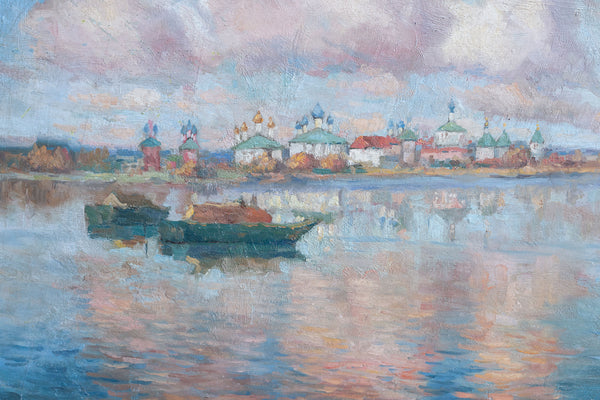 康斯坦丁·戈巴托夫 (1876-1945) 布面油畫《羅斯托夫大帝。在尼祿湖上”