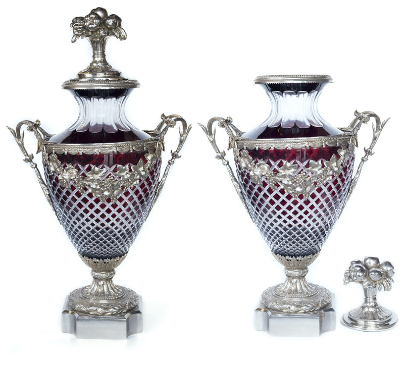 Pair of massive Baccarat decorative vases