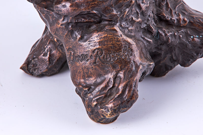 Escultura Art Déco de bronce patinado de un búho de Dave Russell