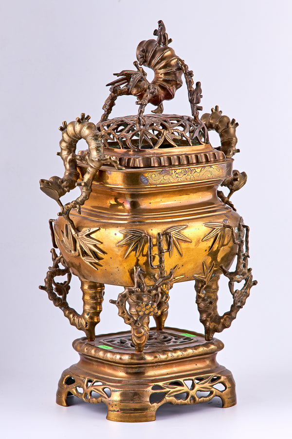 鍍金黃銅中國寺廟香爐