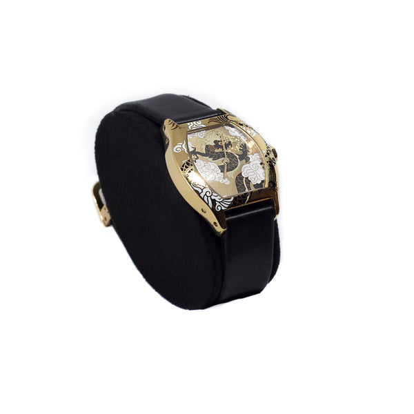 Cartier Tortue Petit Modelé limited edition yellow gold cloisonné enamel wristwatch with dragon motif
