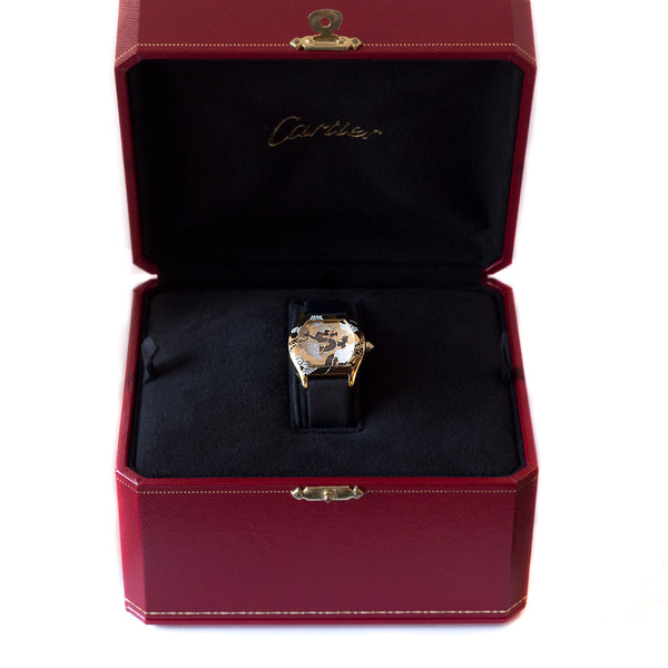 Cartier Tortue Petit Modelé limited edition yellow gold cloisonné enamel wristwatch with dragon motif