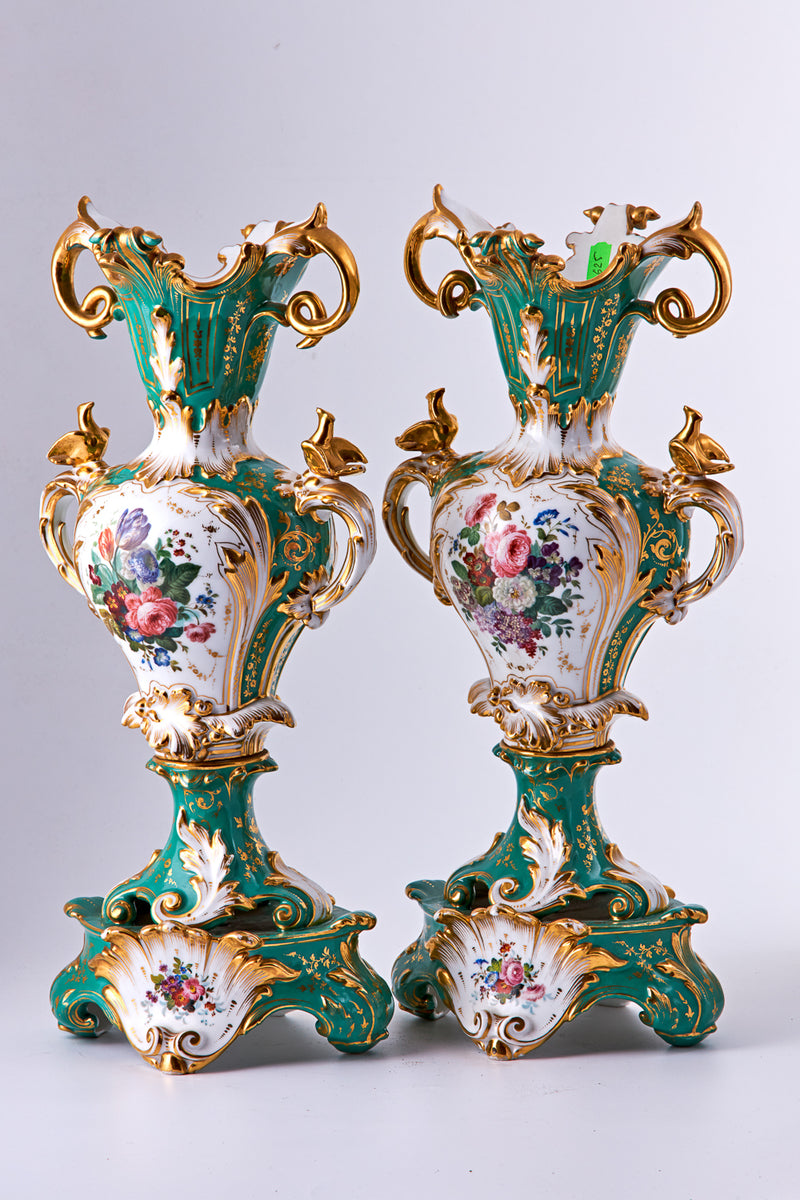 Pair of large Old Paris Porcelain vases