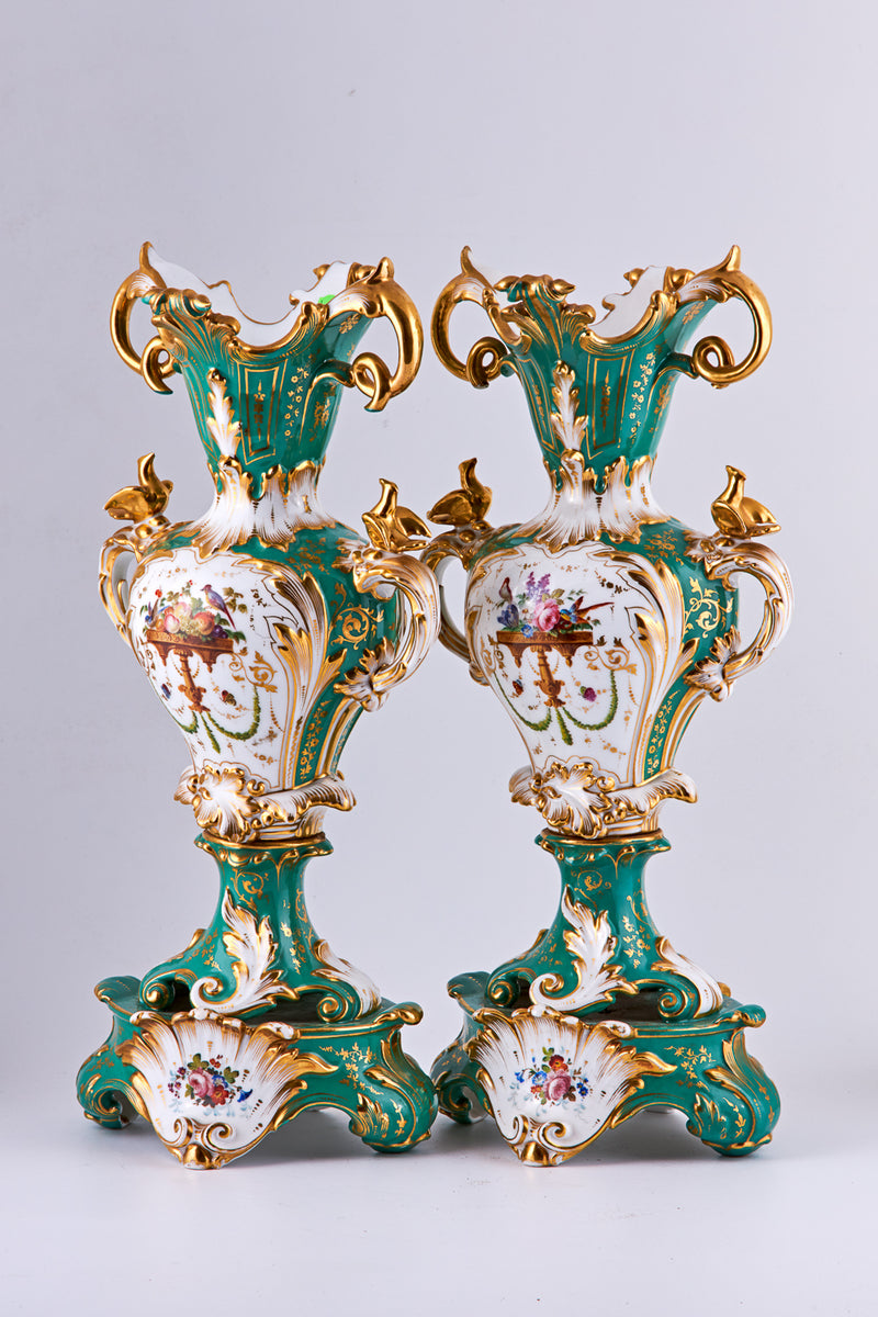 Pair of large Old Paris Porcelain vases