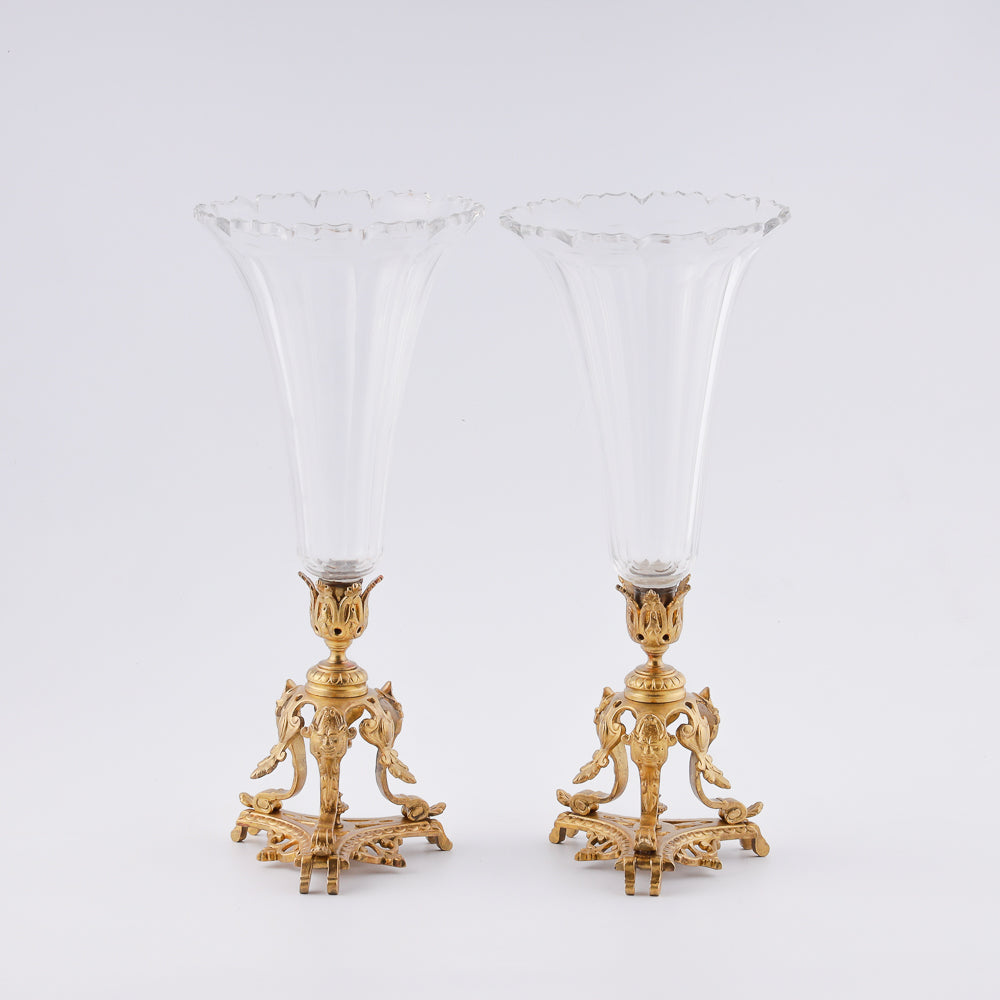 Pair of large Antique crystal vases