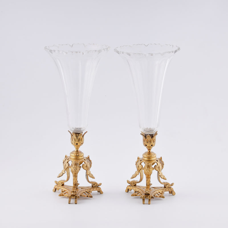 Pair of large Antique crystal vases