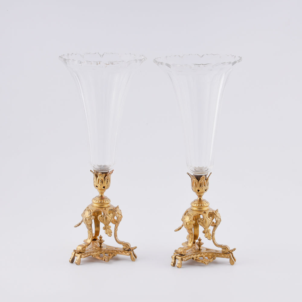 Pair of large Antique crystal vases