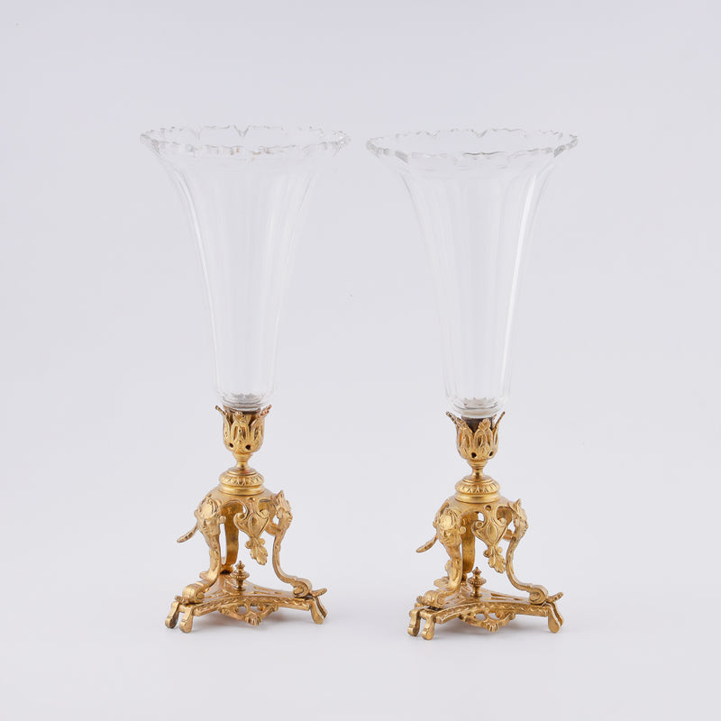 Pair of large Antique crystal vases