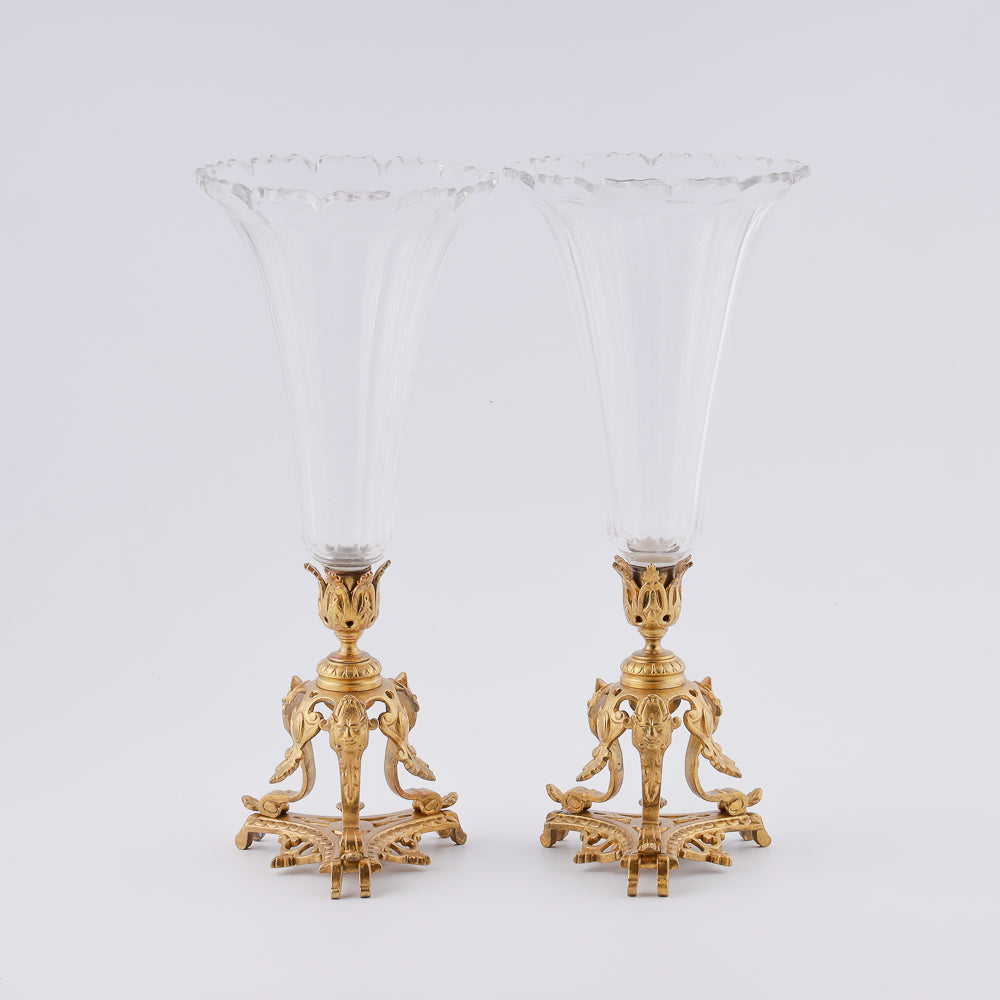 Pair of large Antique crystal vases