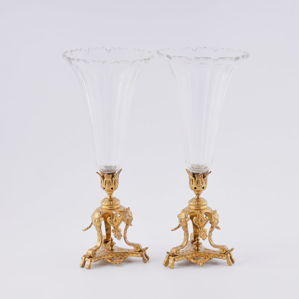Pair of large Antique crystal vases