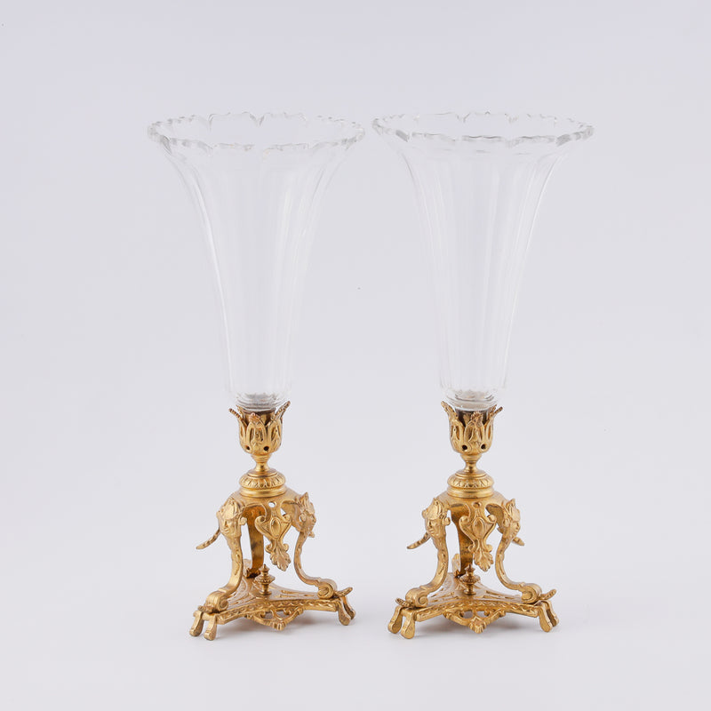 Pair of large Antique crystal vases