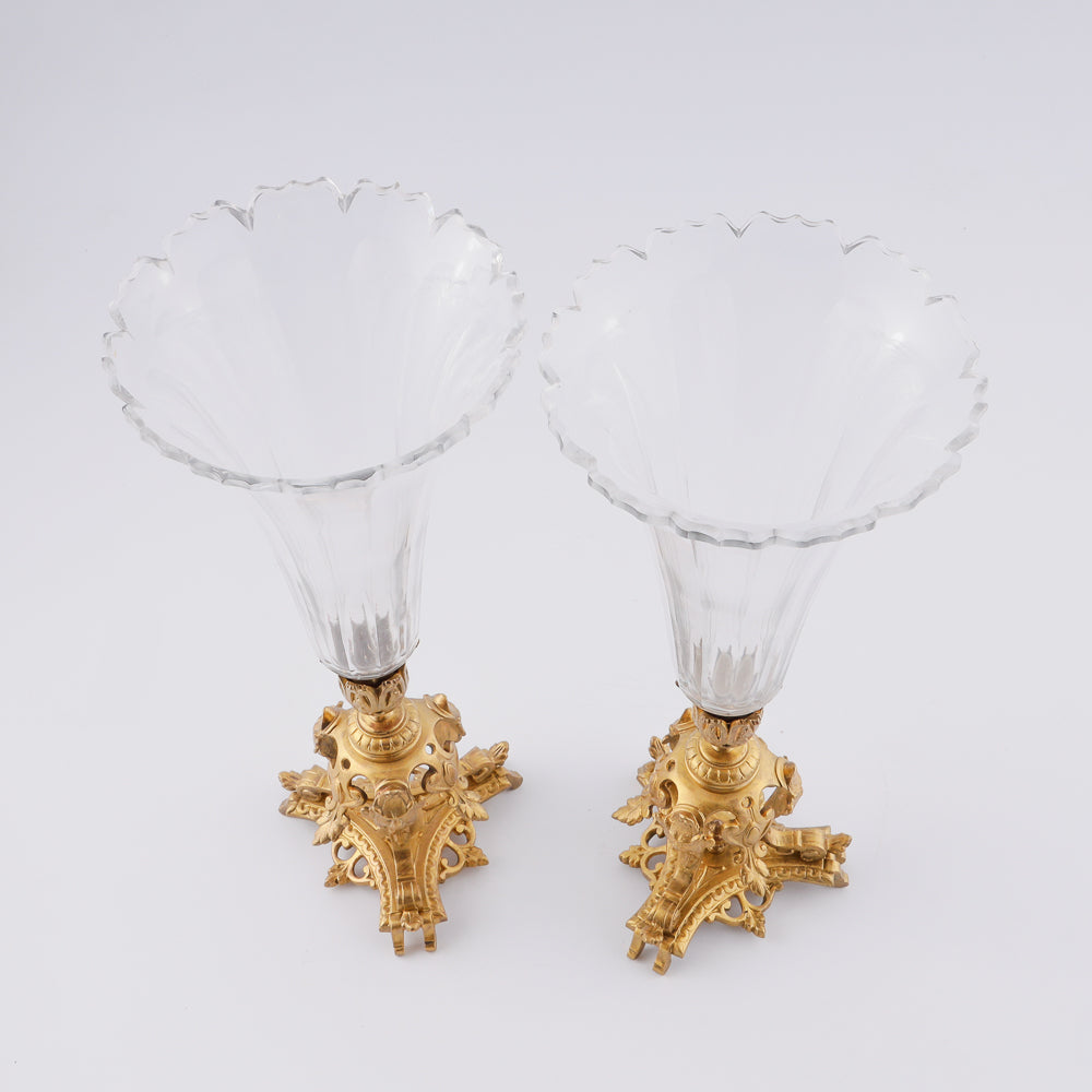 Pair of large Antique crystal vases
