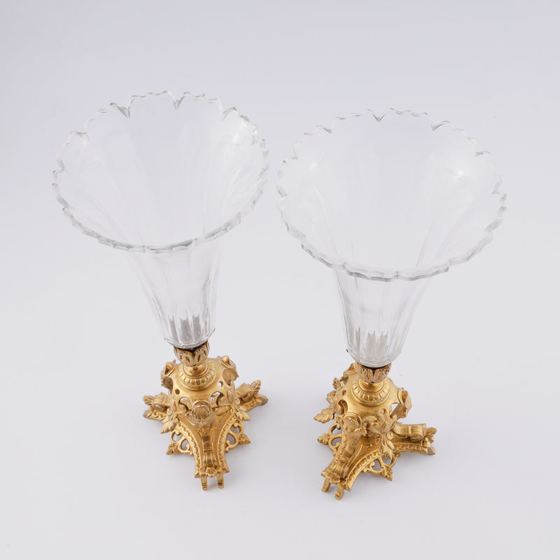 Pair of large Antique crystal vases