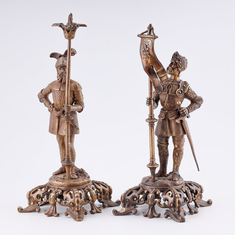 Antique cabinet figures of French knights