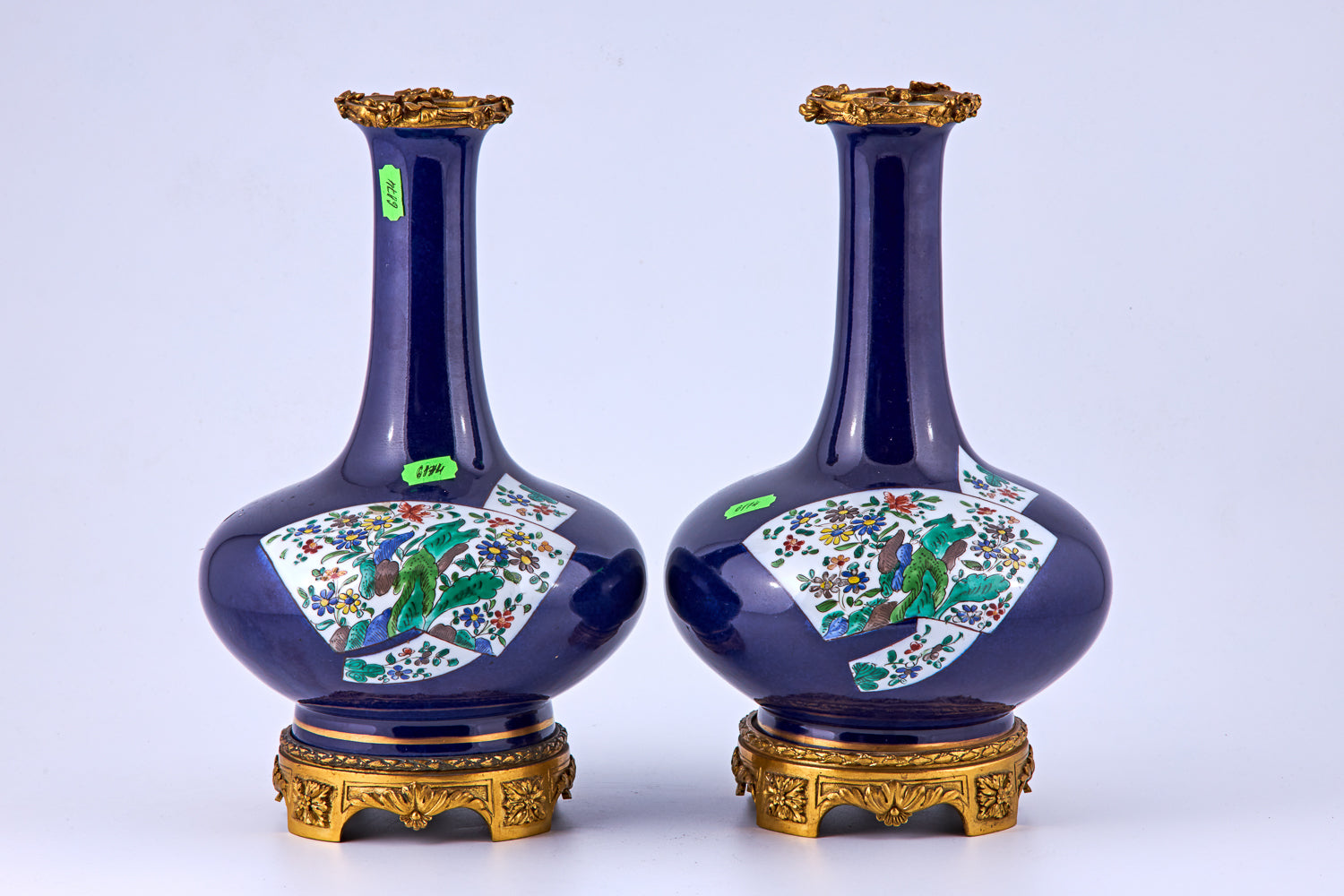 Pair of porcelain vases with bronze decorative elements
