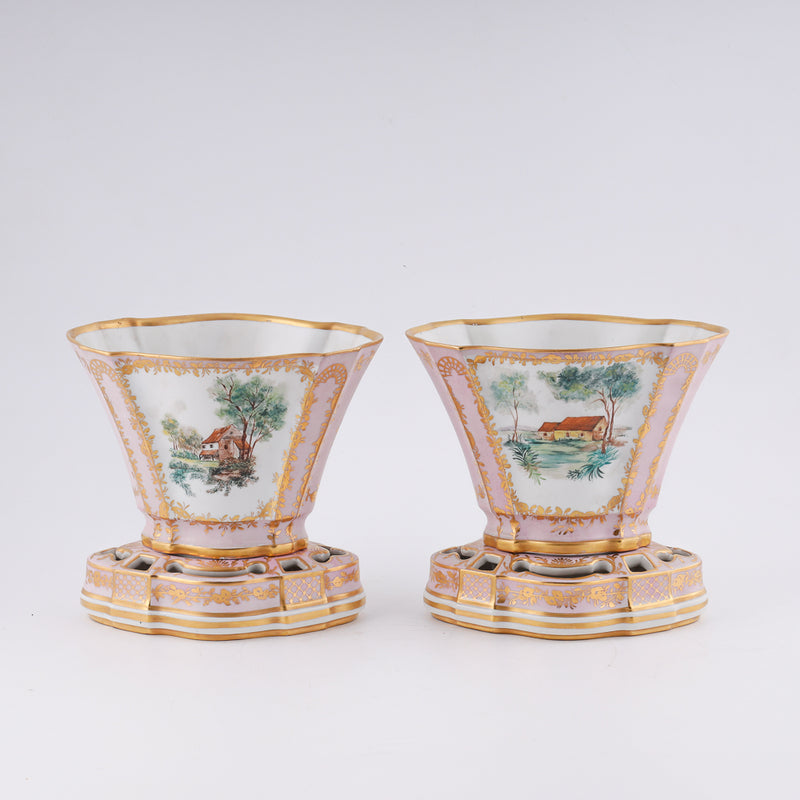 Pair of pink Jacob Petit vases