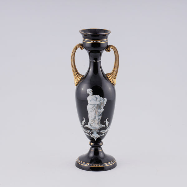 Exquisite antique amper in black glass