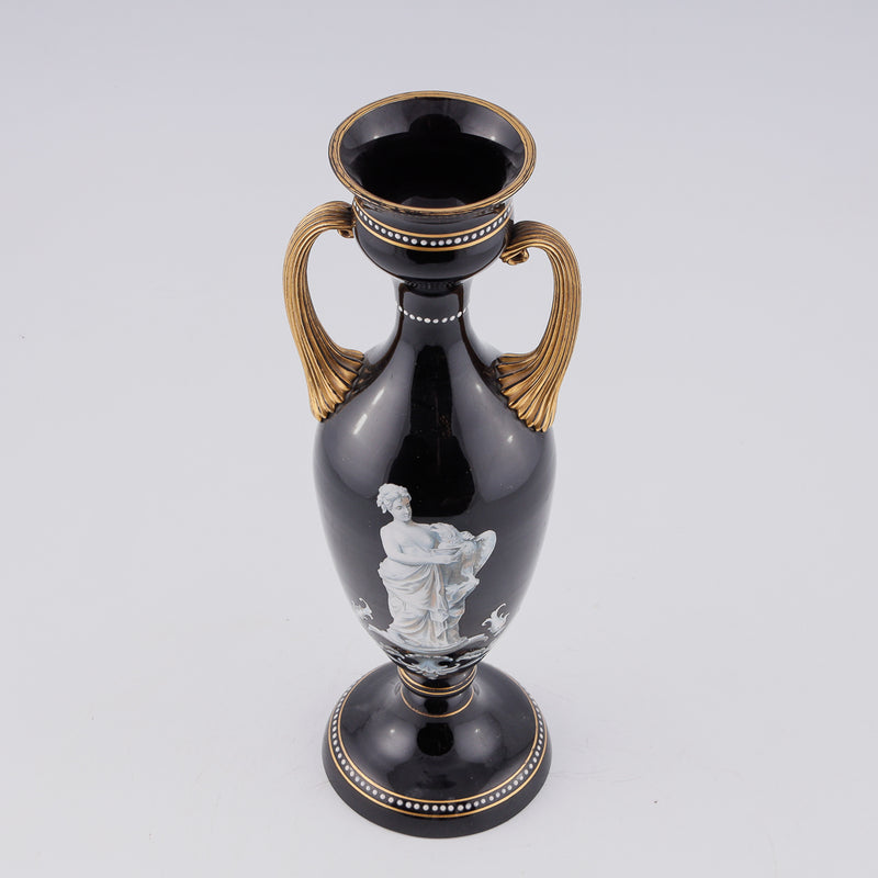 Exquisite antique amper in black glass