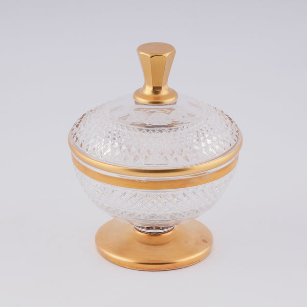 Antique crystal bowl in a gold plated setting