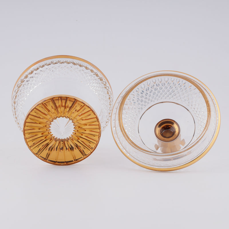 Antique crystal bowl in a gold plated setting