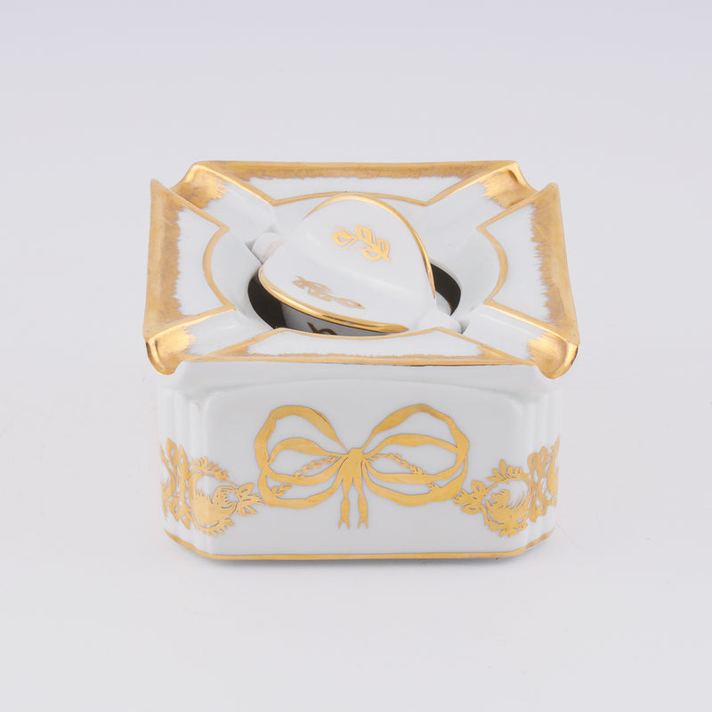 Antique Empire style gold painted porcelain cigar ashtray